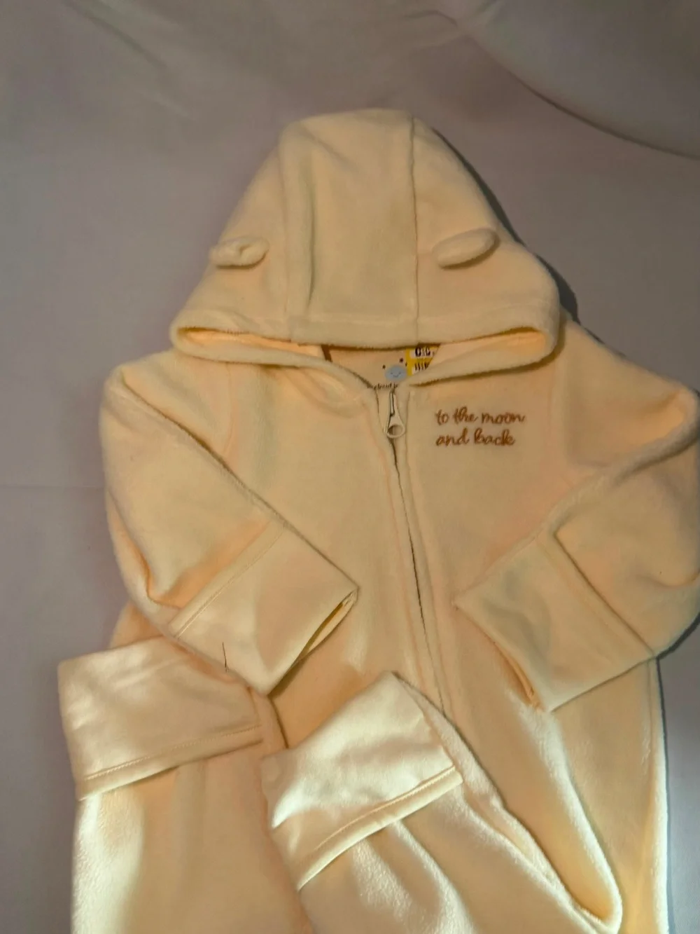 cloud island Cream Fleece Hooded Baby Pajamas